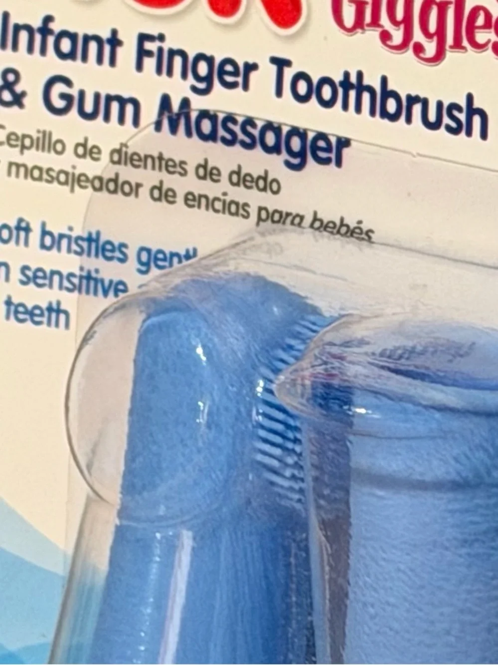 NWT NUK Grins & Giggles Infant Finger Toothbrush & Gum Massager 2 Pack Blue 3m+